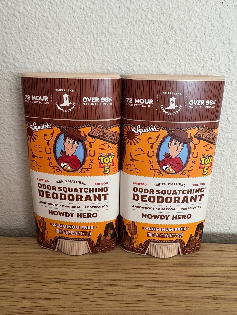 Lot of 2 Dr Squatch Toy Story 5 Howdy Hero Deodorant 2.65 oz Limited NEW